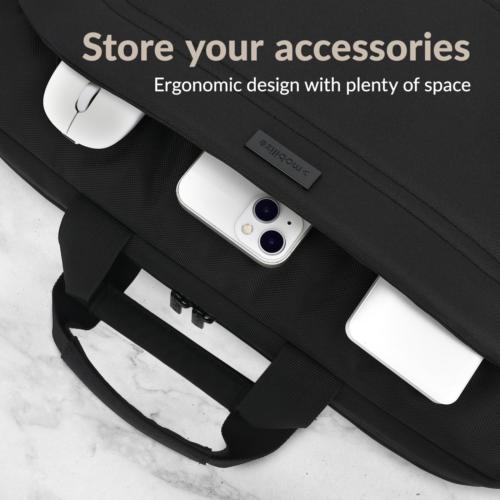 Mobilize Waterresistant Laptop Bag up to 16inch Black