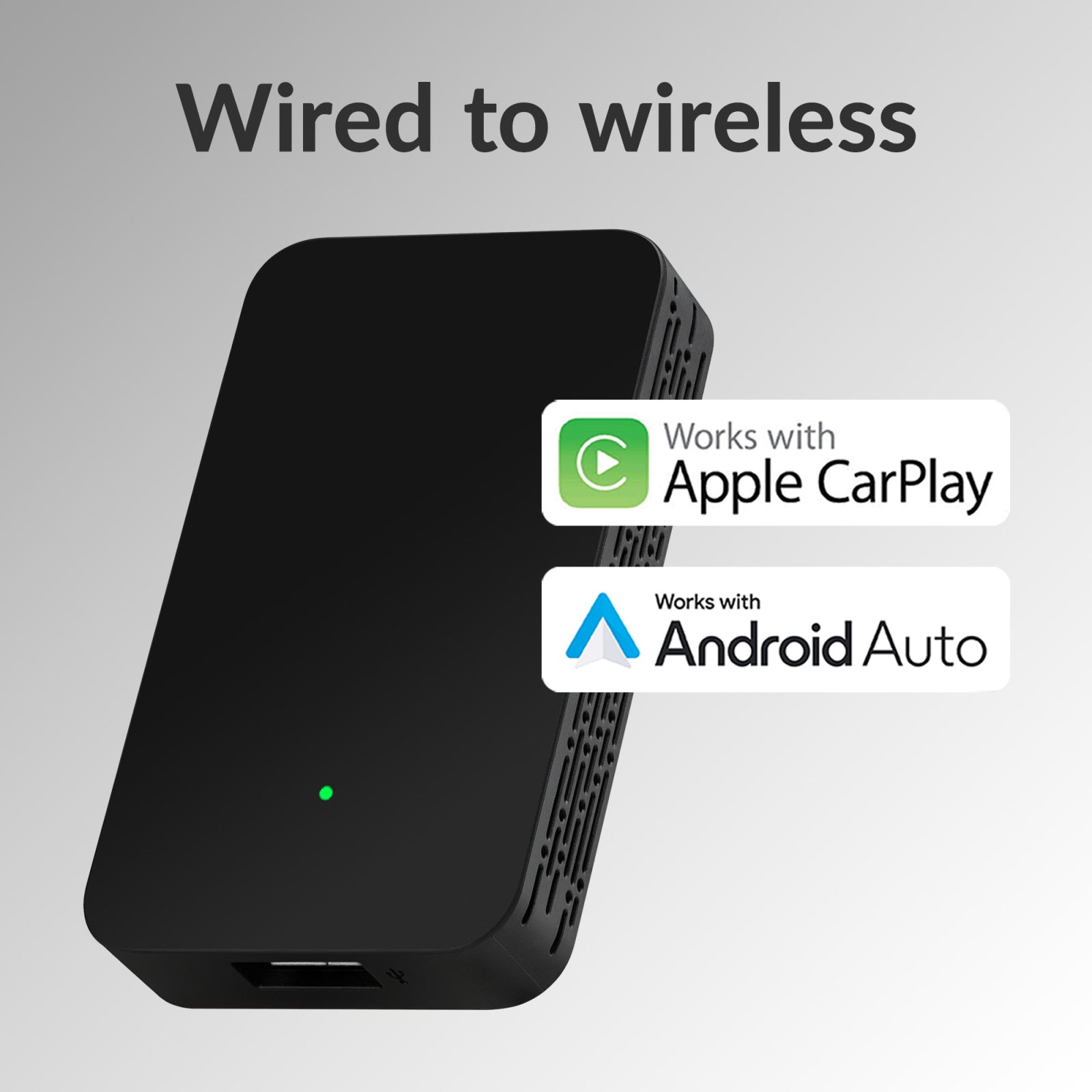 Mobilize Adapter for Wireless Apple Carplay/Android Auto Black