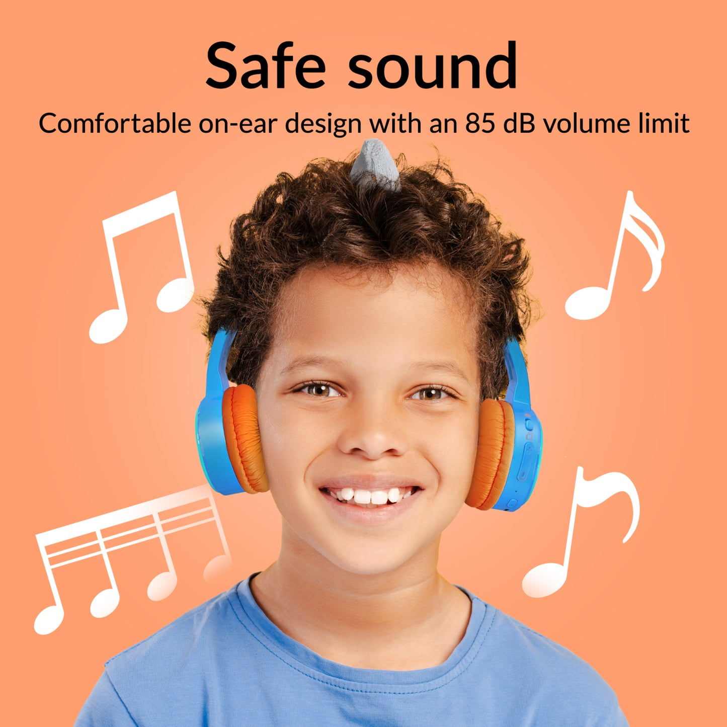 Mobilize Wireless/Wired Over Ear Kids Headphone 85dB Shark