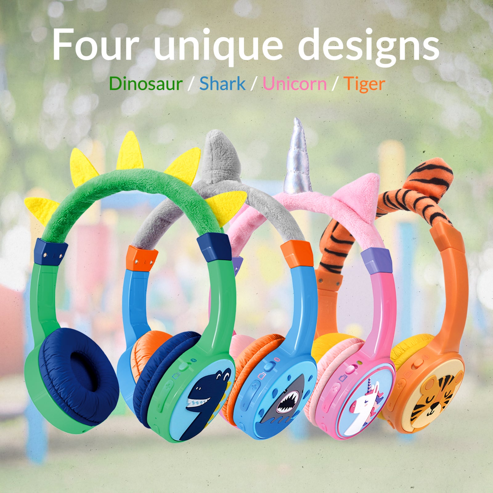 Mobilize Wireless/Wired Over Ear Kids Headphone 85dB Dinosaur