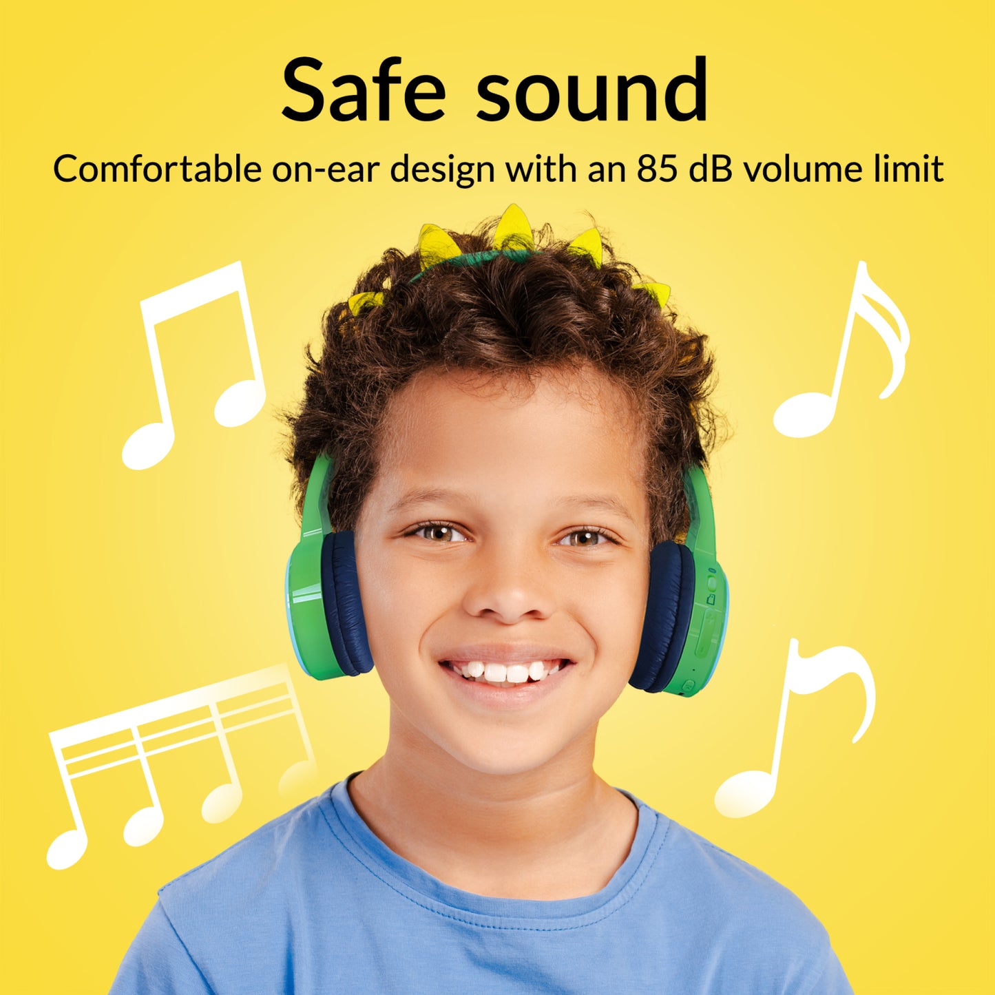 Mobilize Wireless/Wired Over Ear Kids Headphone 85dB Dinosaur