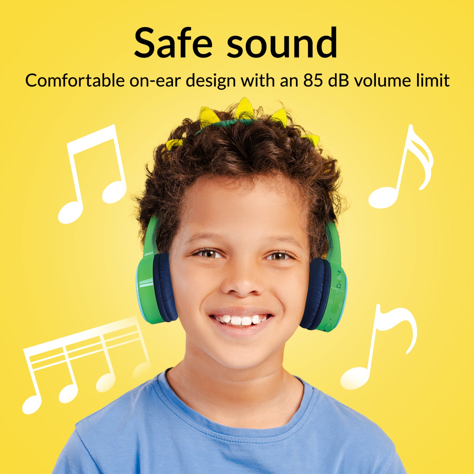 Mobilize Wireless/Wired Over Ear Kids Headphone 85dB Dinosaur