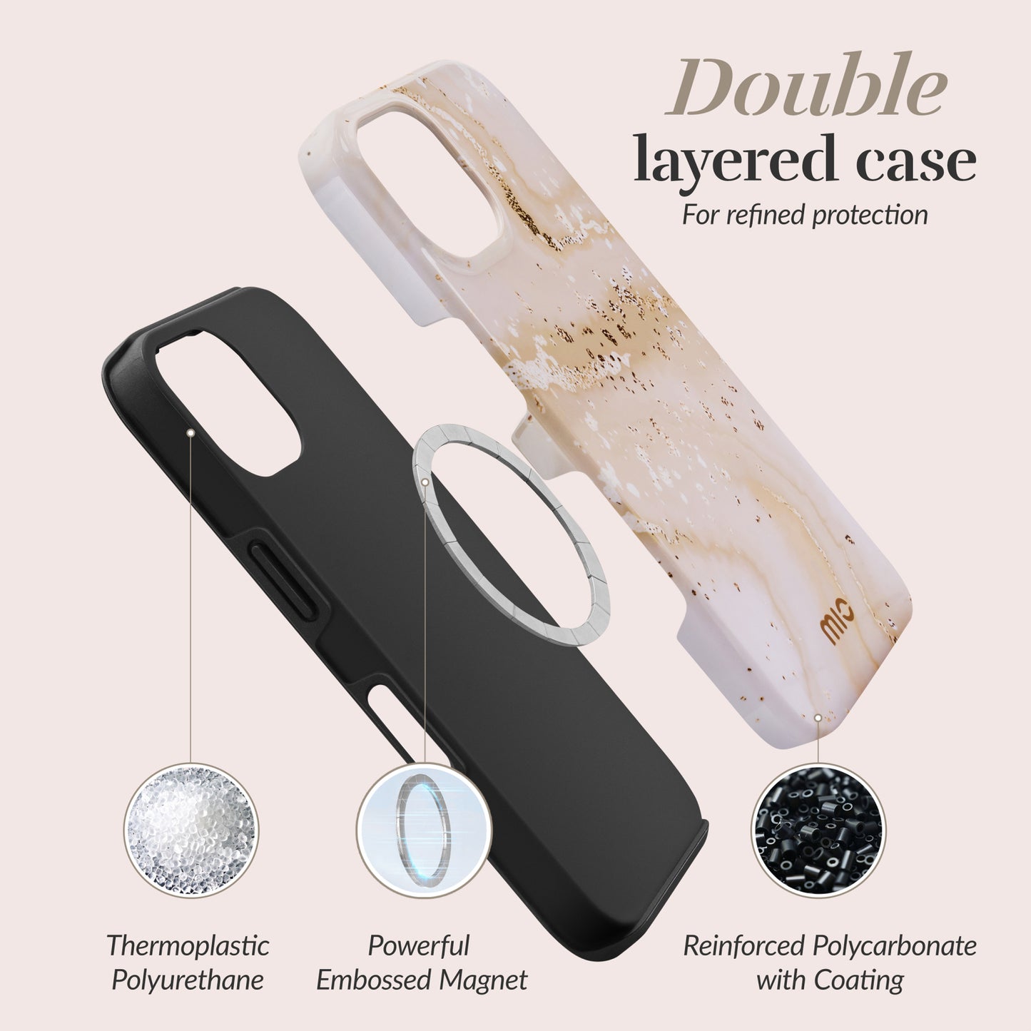 MIO Gold Marble Magsafe Compatible for iPhone 16