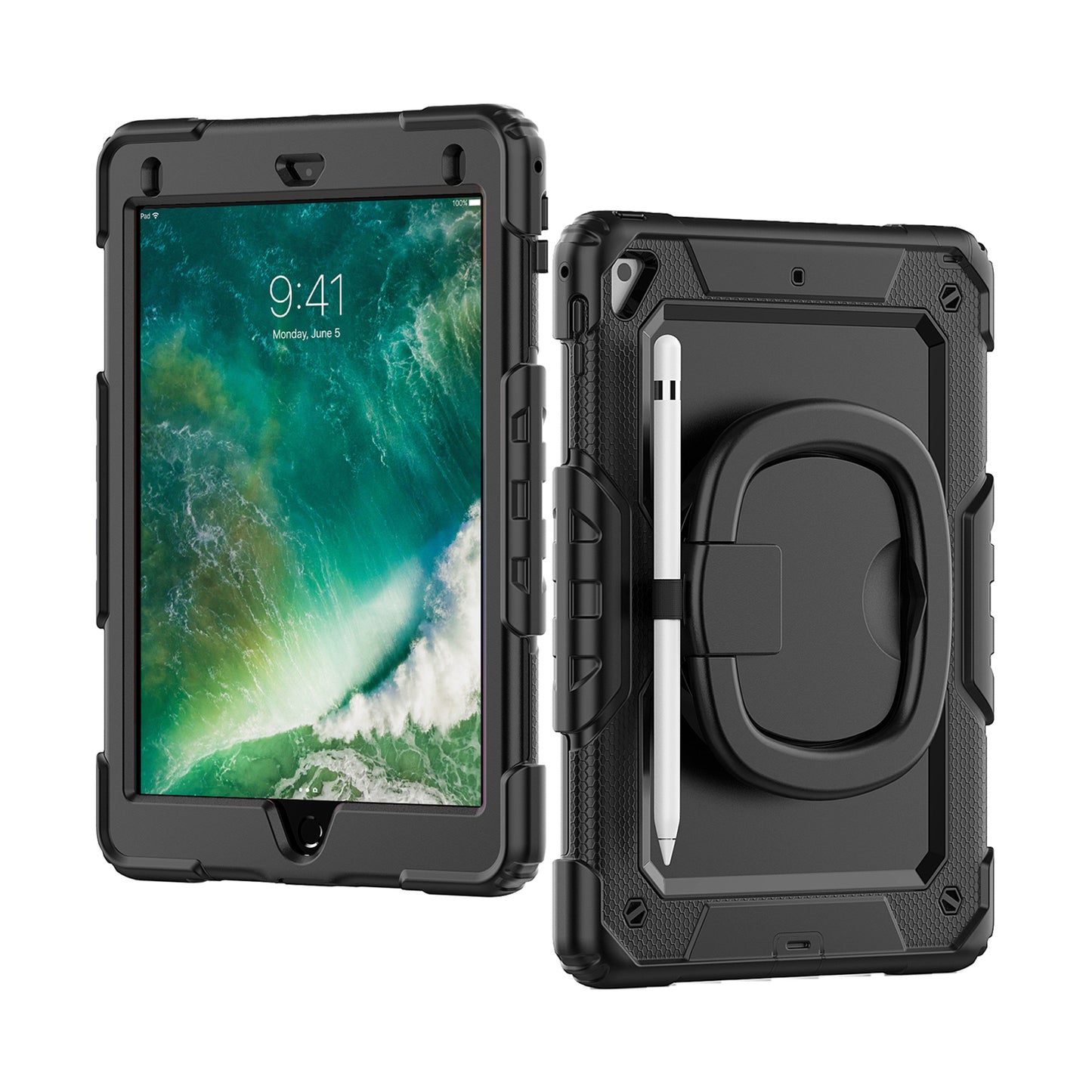 Mobilize Rotating Defender Case Stand Function for Apple iPad 9.7 (17/18)/Air/Air 2/Pro 9.7 Black