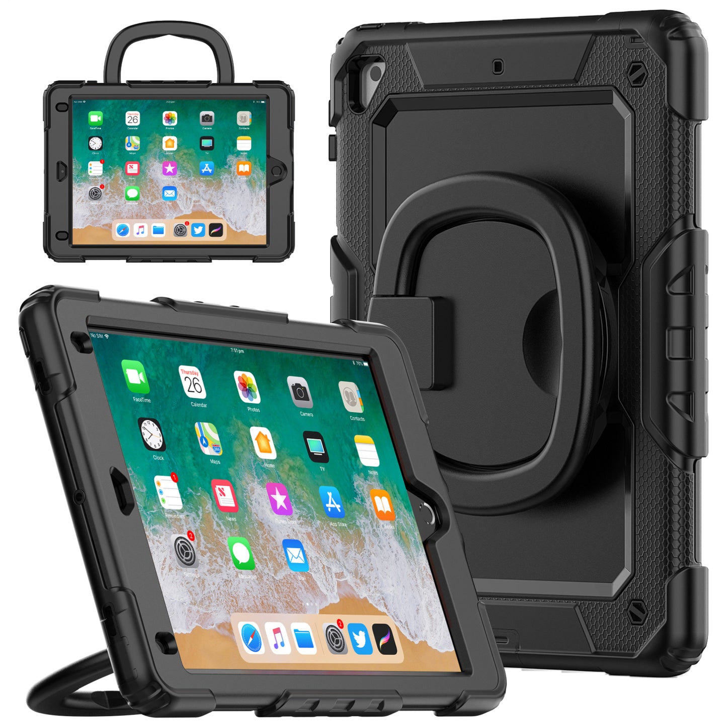 Mobilize Rotating Defender Case Stand Function for Apple iPad 9.7 (17/18)/Air/Air 2/Pro 9.7 Black