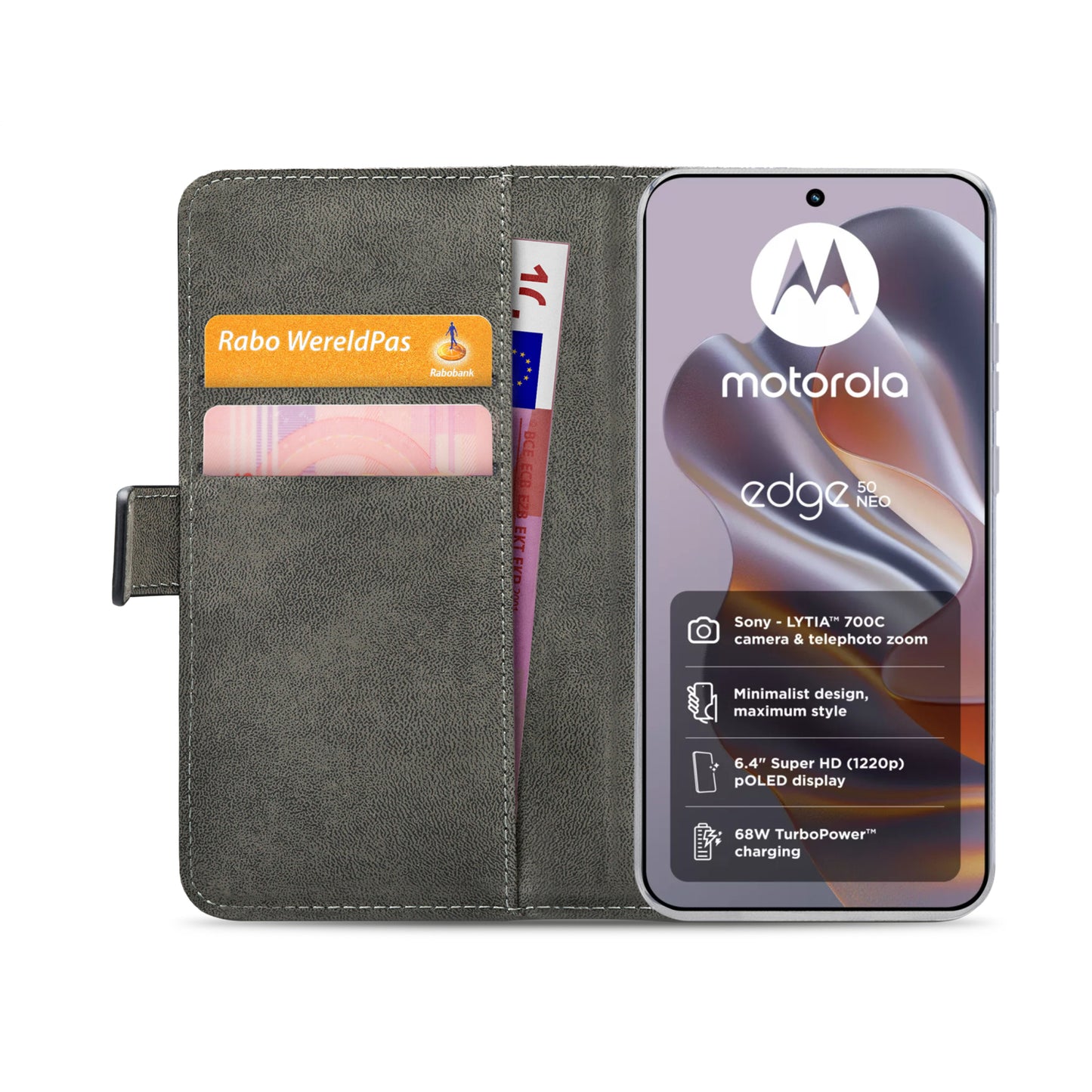 Mobilize Classic Gelly Wallet Book Case Motorola Edge 50 Neo Black