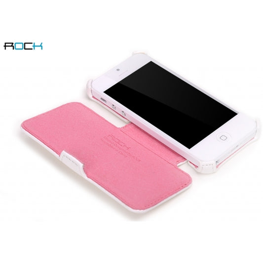 Rock Dancing Side Leather Flip Case iPhone 5 White & Pink