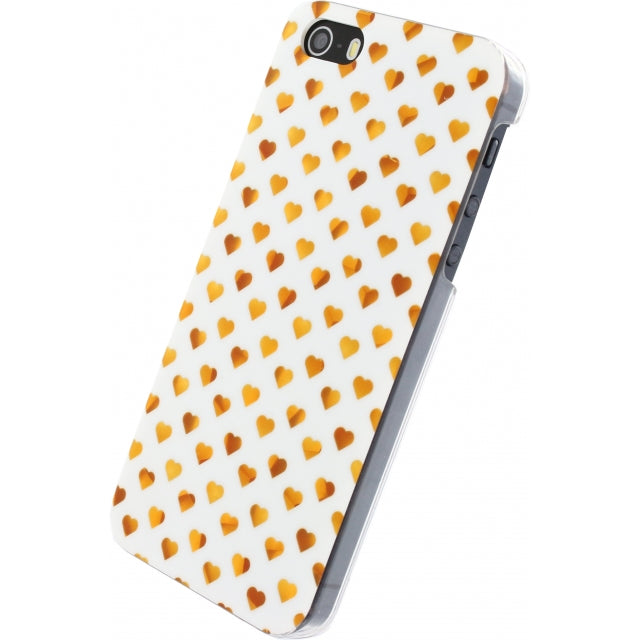Xccess Hard Cover Apple iPhone 5/5S/SE White/Golden Hearts