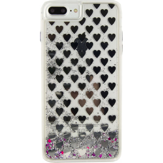 Xccess Liquid Glitter Case Apple iPhone 7 Plus/8 Plus Silver Hearts