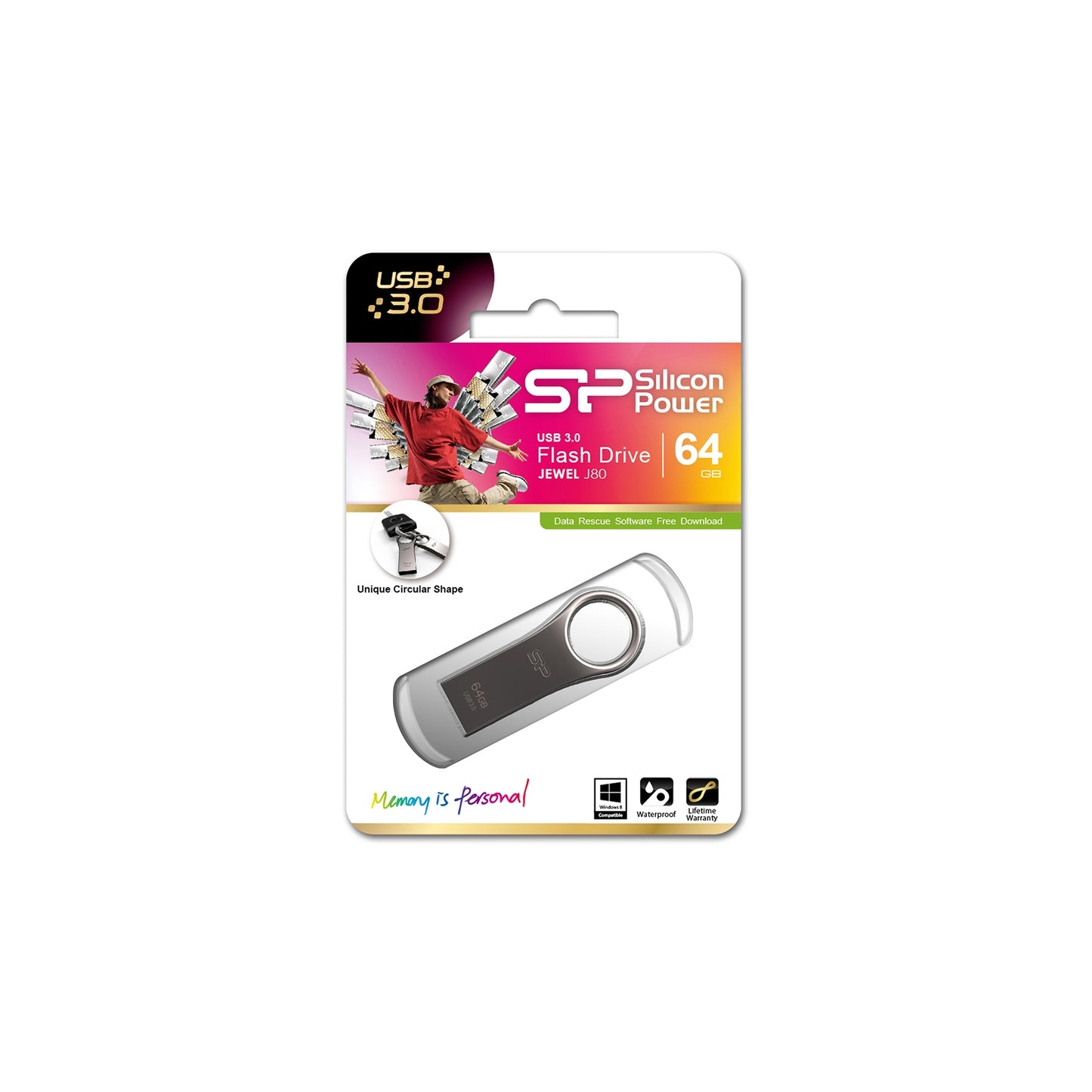 Silicon Power J80 Jewel USB Pendrive 64GB USB 3.0 Titanium