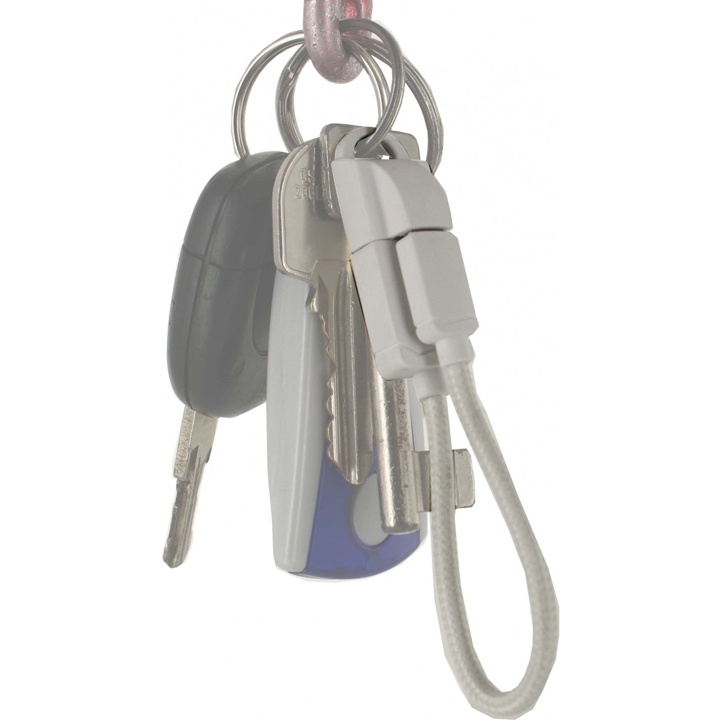 KeyMate Charge/Sync Keychain Cable Nylon Braided Lightning White