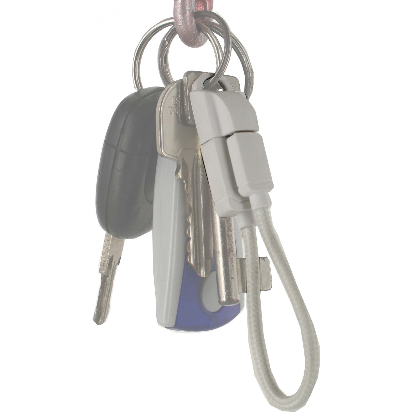 KeyMate Charge/Sync Keychain Cable Nylon Braided Lightning White