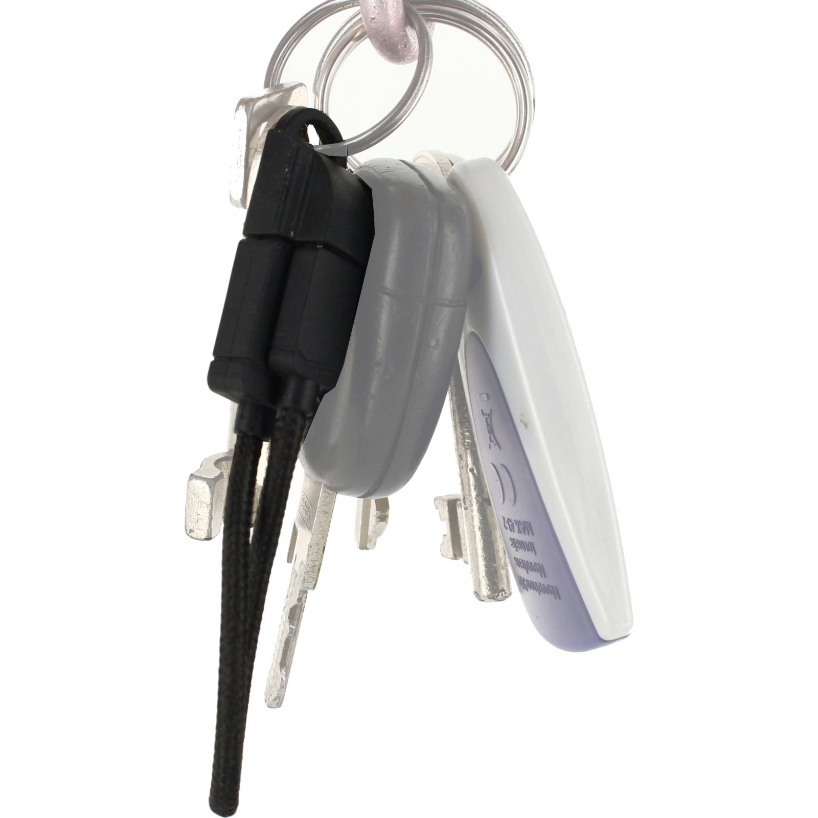 KeyMate Charge/Sync Keychain Cable Nylon Braided Micro USB Black