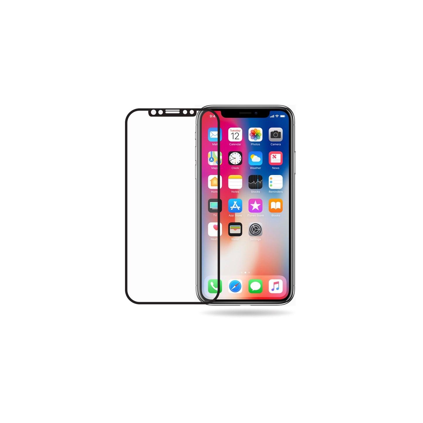 Mobilize Edge-To-Edge Glass Screen Protector Apple iPhone X/Xs/11 Pro Black Full Glue