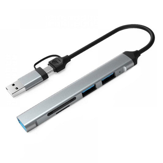 5 in 1 USB-C/USB (male) naar USB 3.0/2x USB 2.0/Micro SD/SD Hub Docking Station