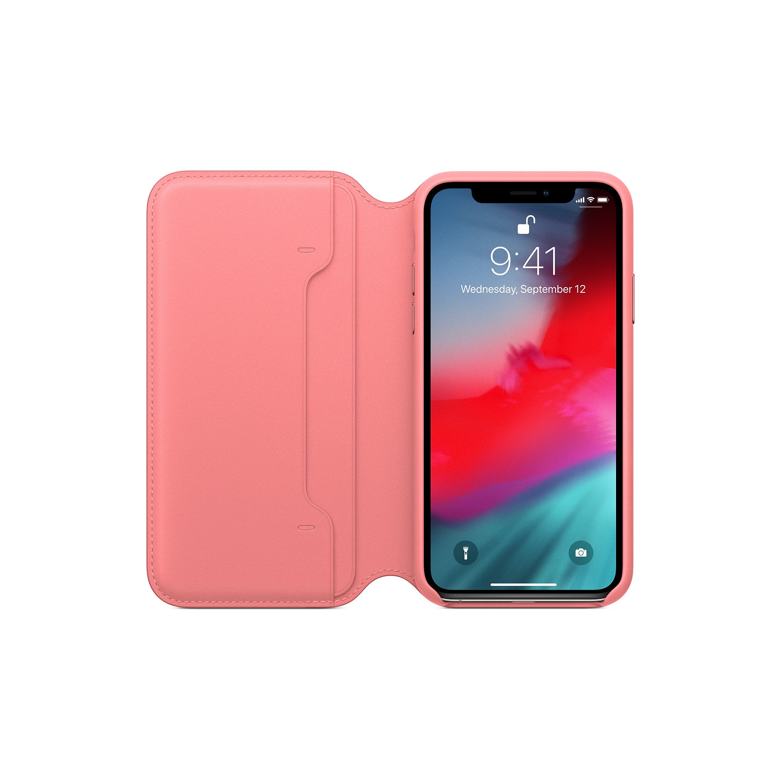 MRX12ZM/A Apple Leather Folio Case iPhone Xs Peony Pink
