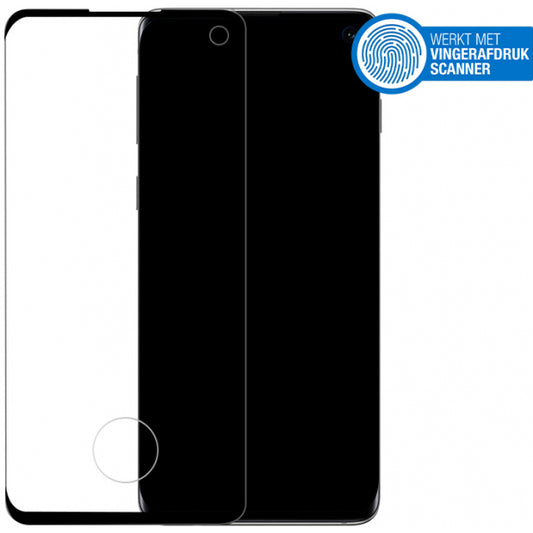 Protection d'écran en verre bord à bord Mobilize Samsung Galaxy S10 bord noir avec colle