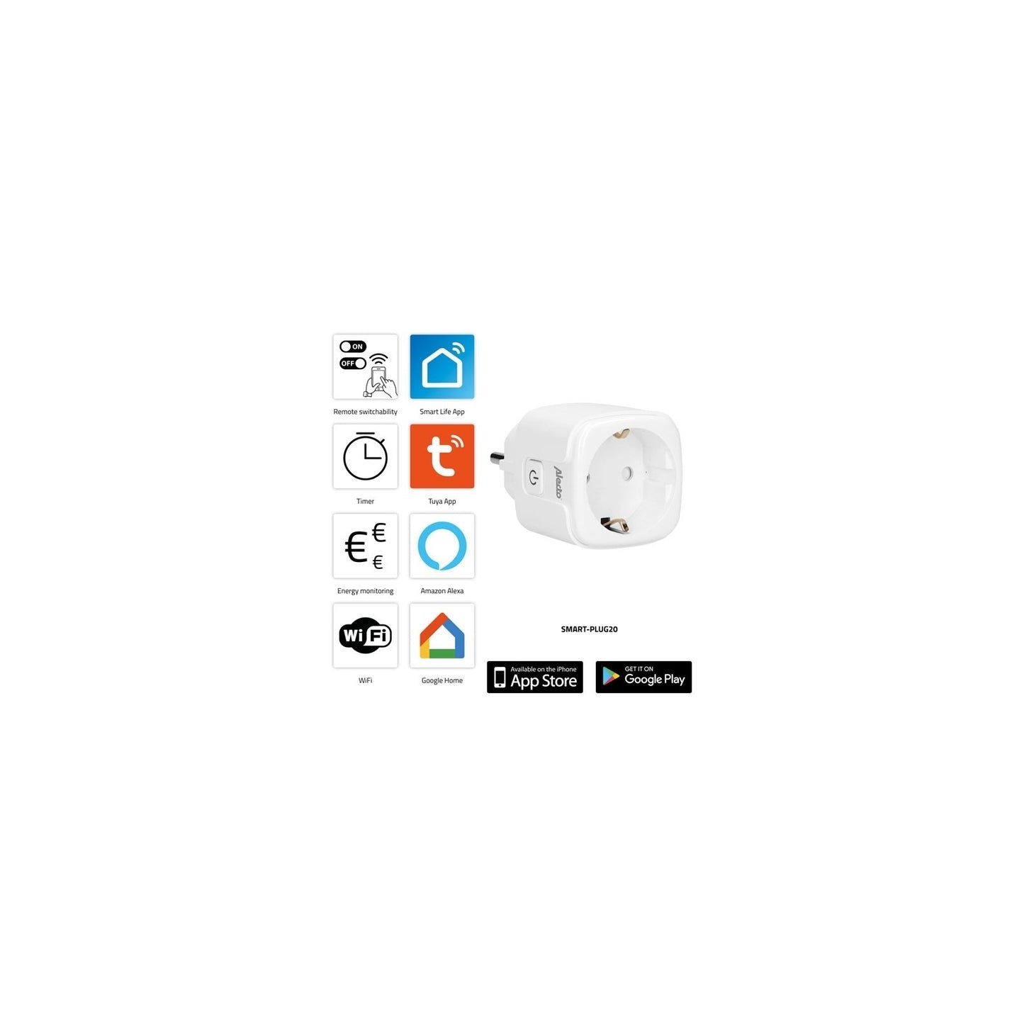 Alecto Smart WiFi Power Socket + Power Meter White