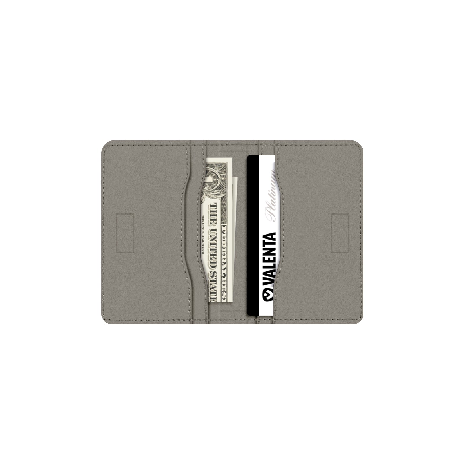 Valenta Leather Card Wallet Snap Grey