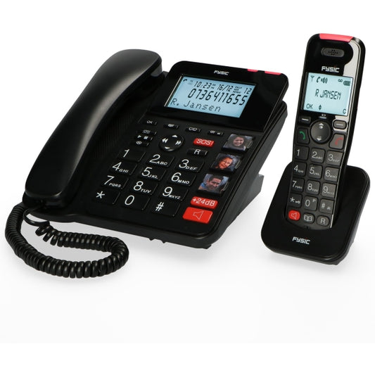 FX-8025 Fysic Big Button Bureautelefoon + Antwoordapparaat + DECT Black