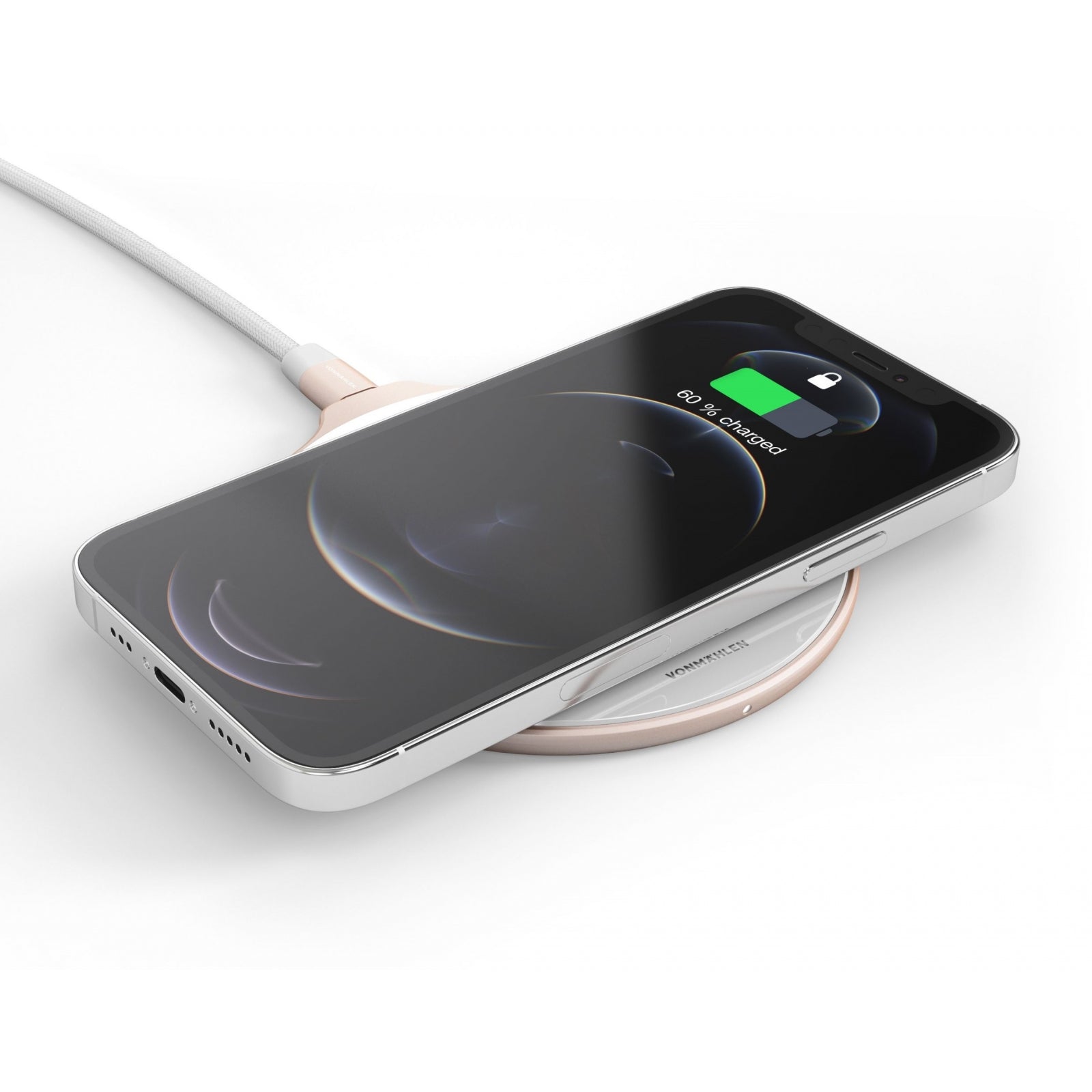 Vonmählen Aura Wireless Charging Pad Glass 7.5W/10W/15W Cool Grey/Rose Gold
