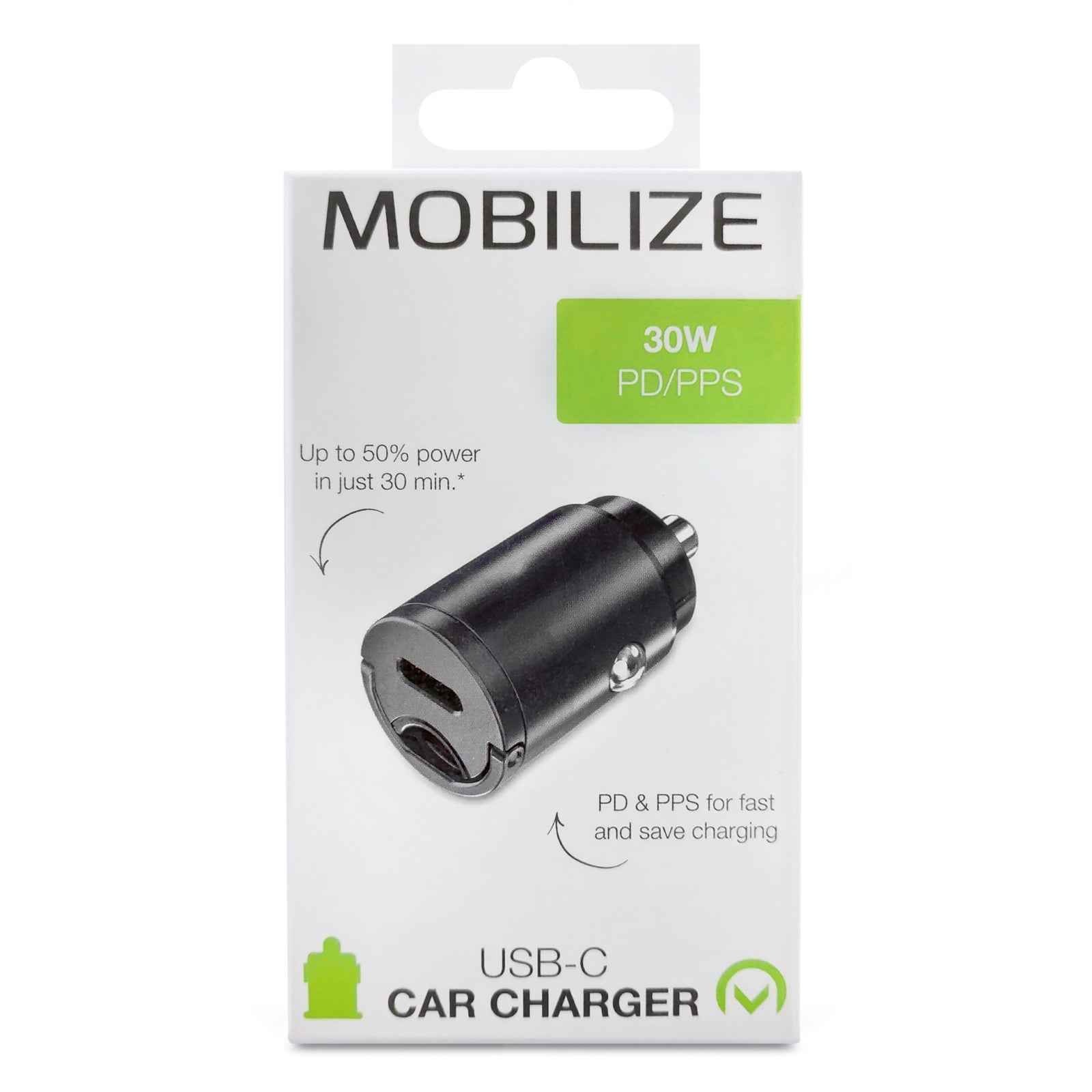 Mobilize Car Charger USB-C 30W with PD/PPS Black