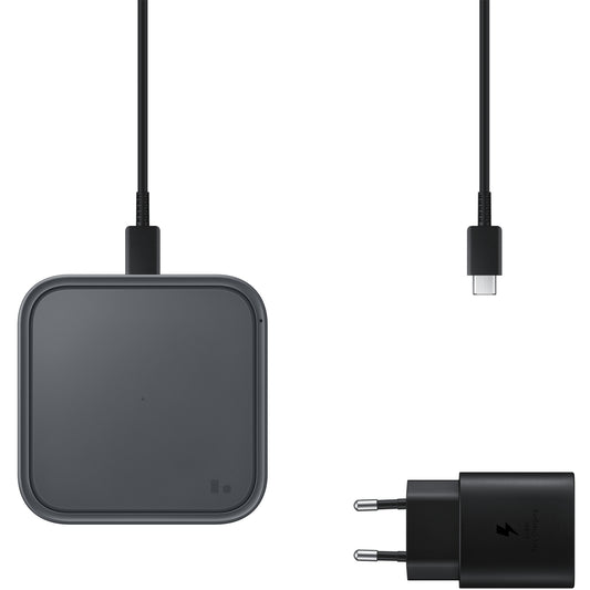 EP-P2400TBEGEU Samsung Wireless Qi Charger Pad 15W + Fast Travel Charger 25W Dark Grey
