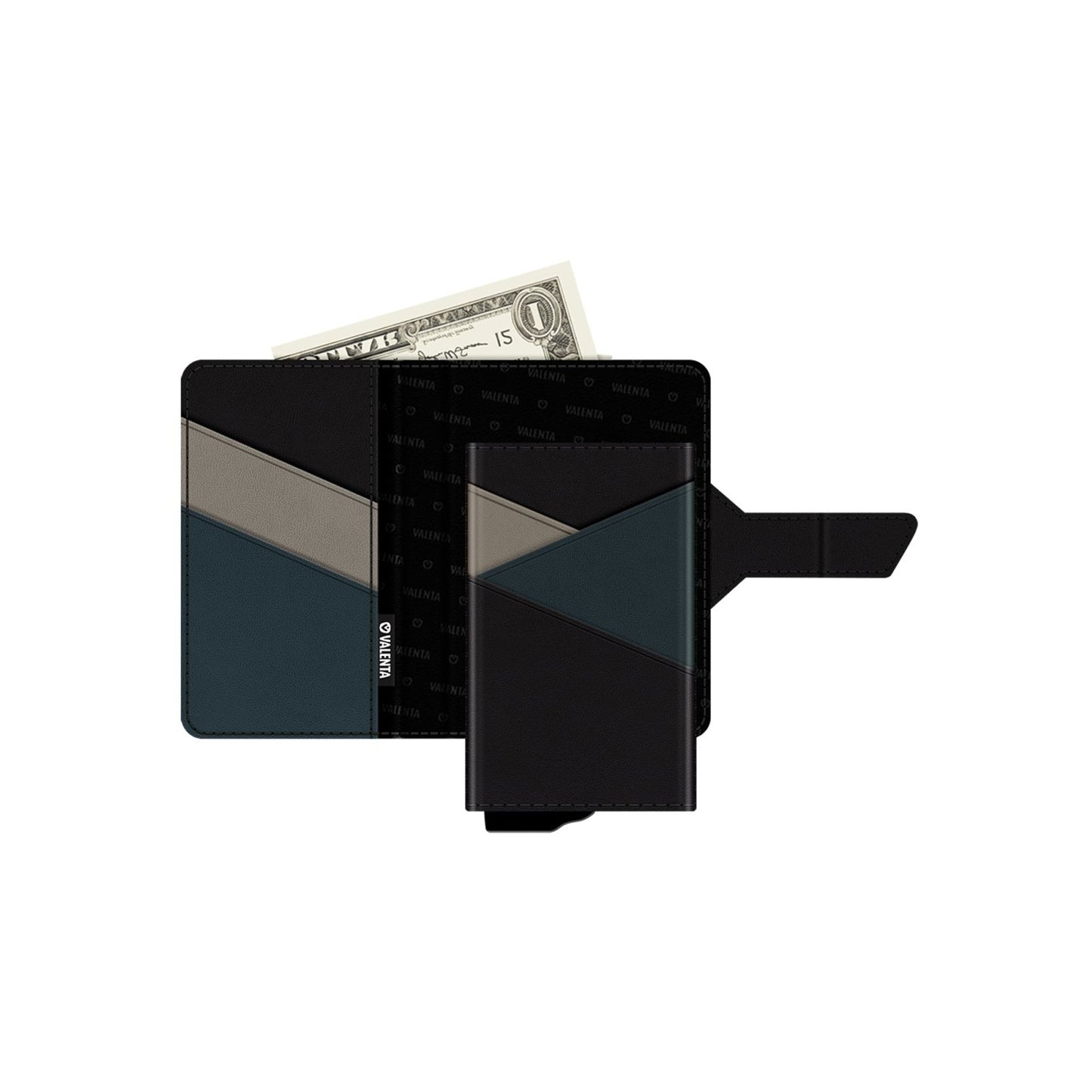 Valenta Card Case Plus Wallet Snap 2-in-1 Black