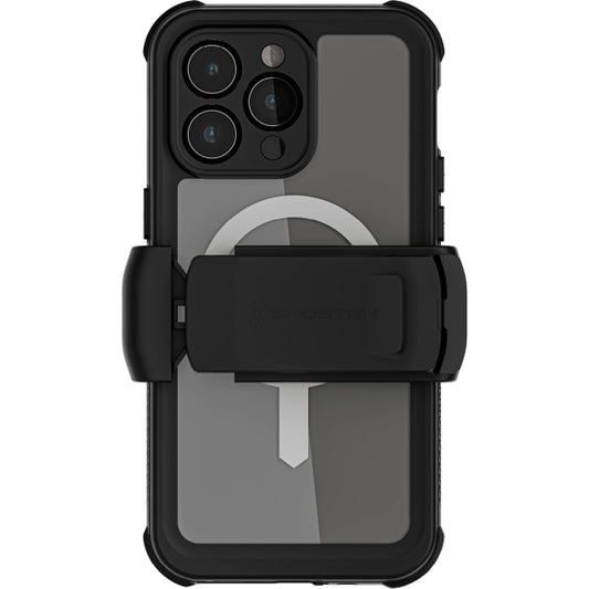 Ghostek Nautical Waterproof MagSafe Case + Belt Swivel Holster Apple iPhone 15 Pro Max Clear