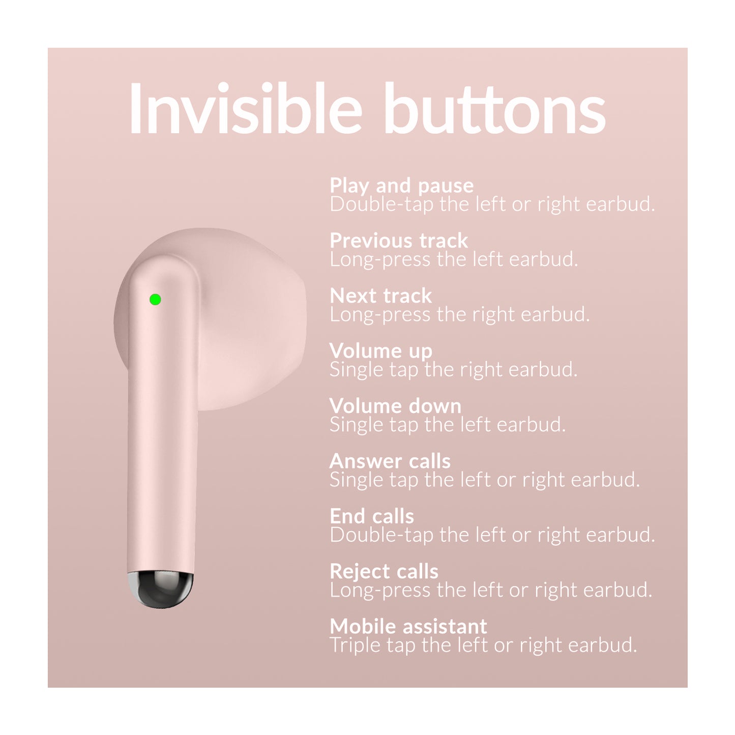Mobilize TWS Earbuds Pastel Pink