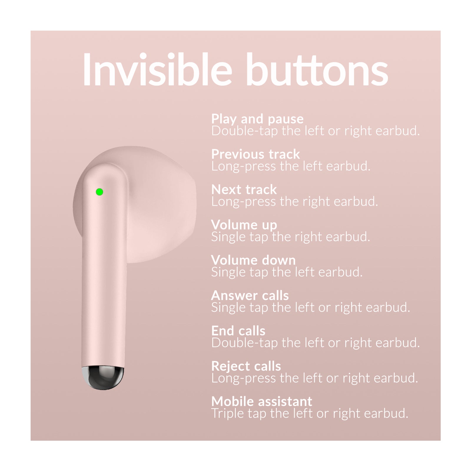 Mobilize TWS Earbuds Pastel Pink