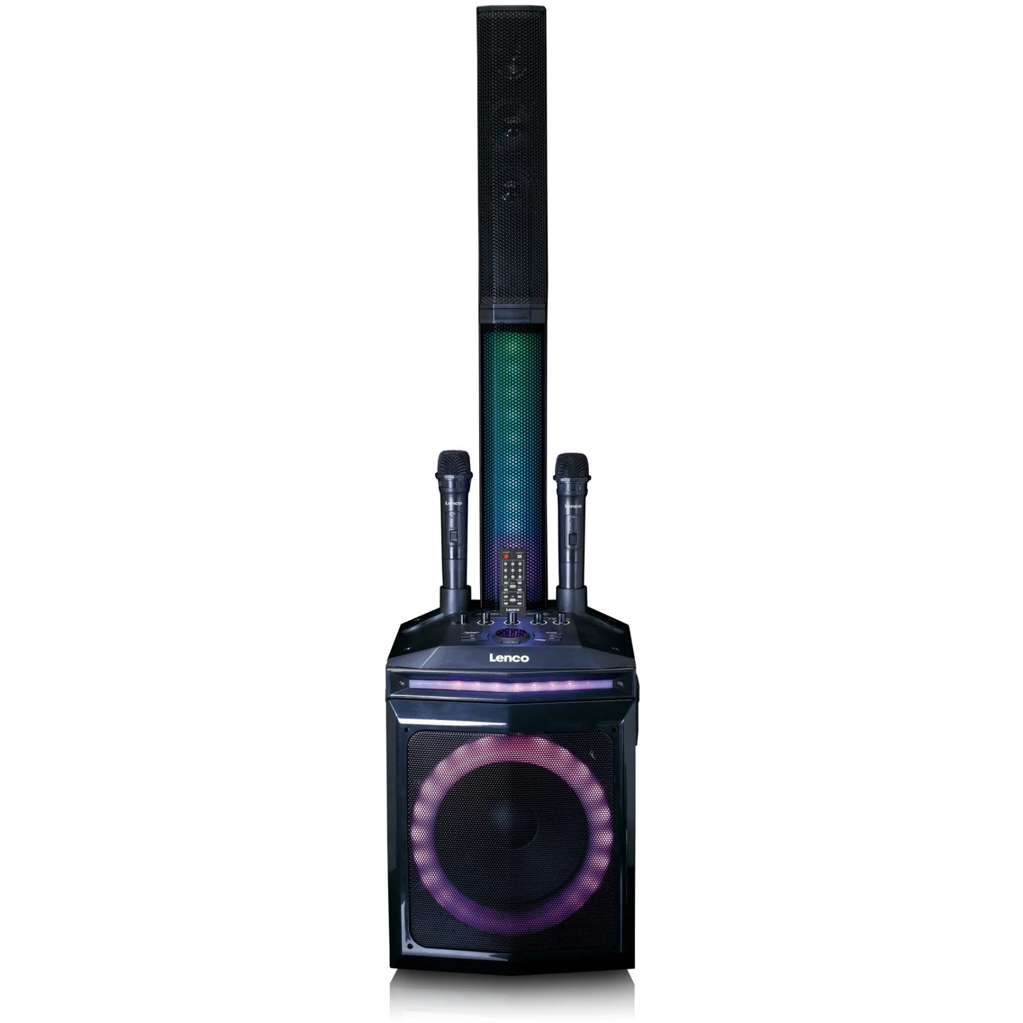 PA-220BK Lenco Bluetooth Party Speaker + Remote + 2 Microphones Black