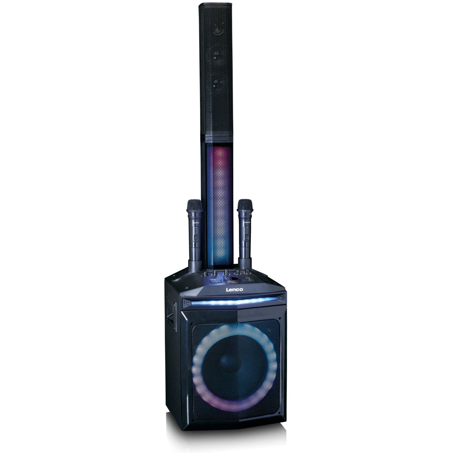 PA-220BK Lenco Bluetooth Party Speaker + Remote + 2 Microphones Black