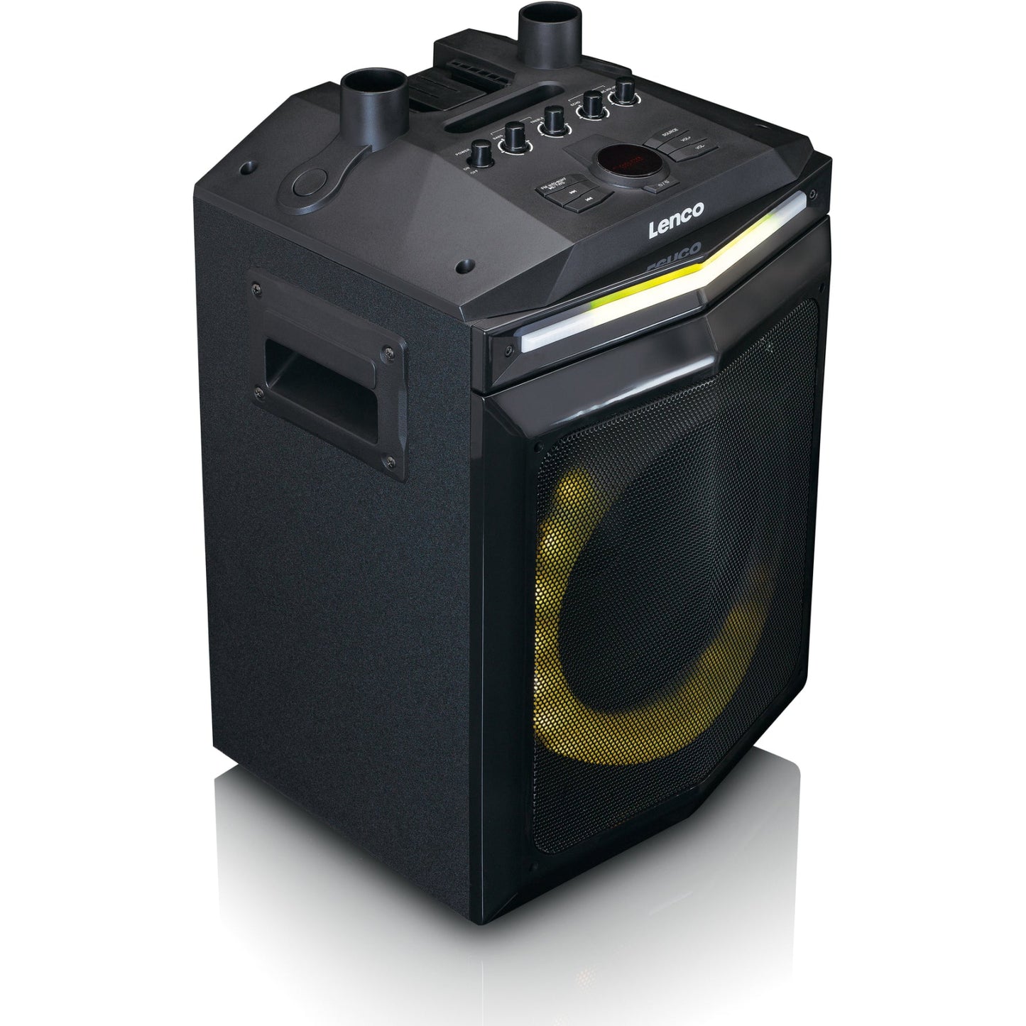 PA-220BK Lenco Bluetooth Party Speaker + Remote + 2 Microphones Black