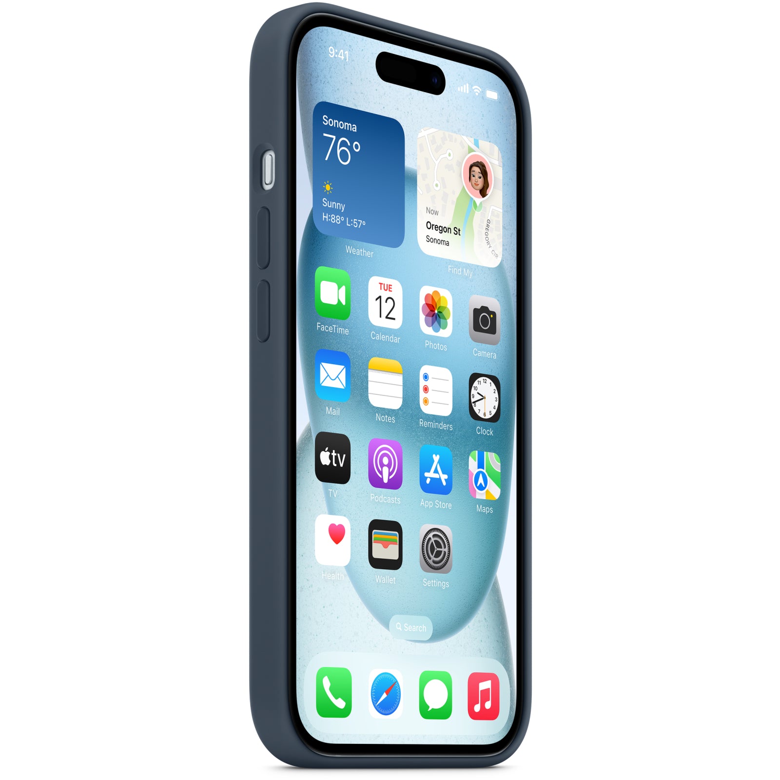 MT123ZM/A Apple Silicone Case with MagSafe iPhone 15 Plus Storm Blue
