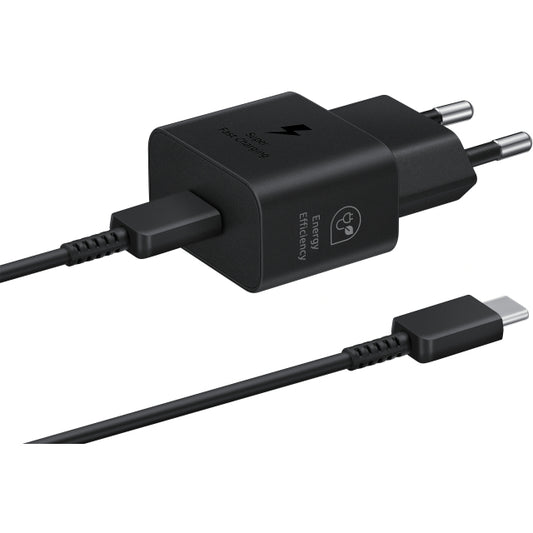 Chargeur mural Samsung USB-C PD 25W + Câble USB-C Noir EP-T2510XBEGEU
