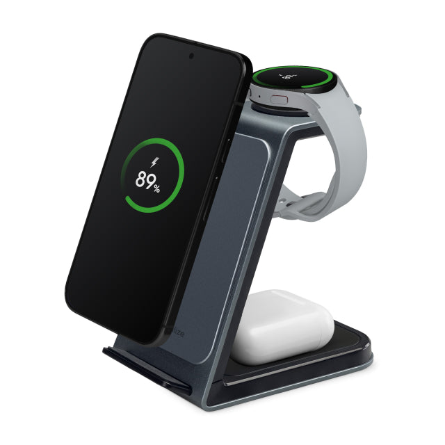 Mobilize 3-in-1 Aluminium Wireless Charger Station 15W