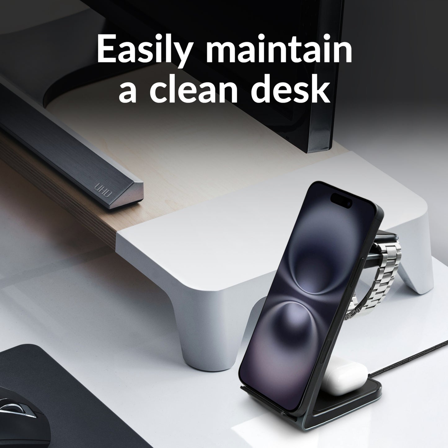 Mobilize 3in1 Aluminium Wireless Charger Station 15W