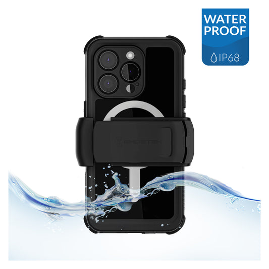 Ghostek Nautical Waterproof MagSafe Case + Belt Swivel Holster Apple iPhone 16 Pro Black