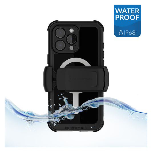Ghostek Nautical Waterproof MagSafe Case + Belt Swivel Holster Apple iPhone 16 Pro Max Black