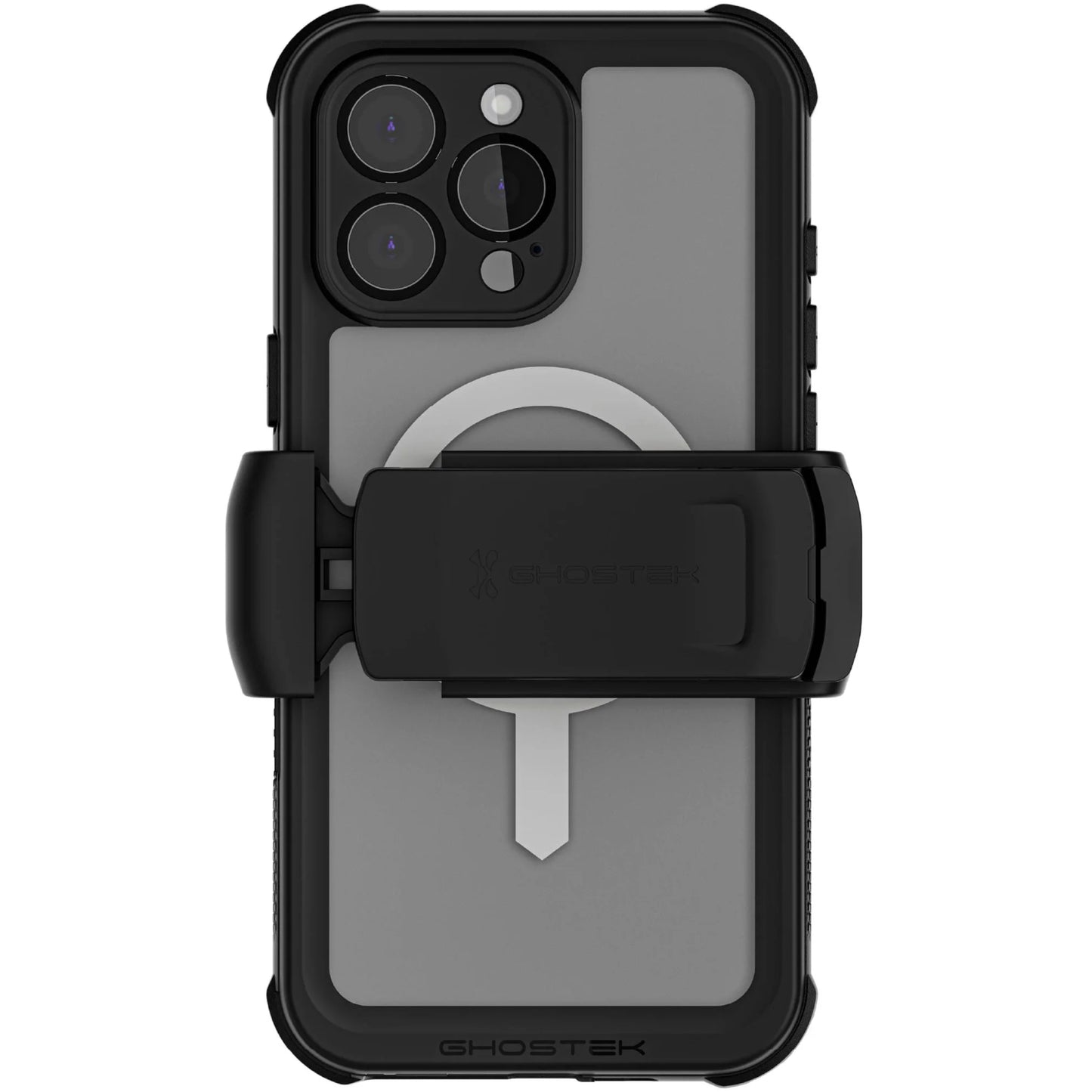 Ghostek Nautical Waterproof MagSafe Case + Belt Swivel Holster Apple iPhone 16 Pro Max Clear