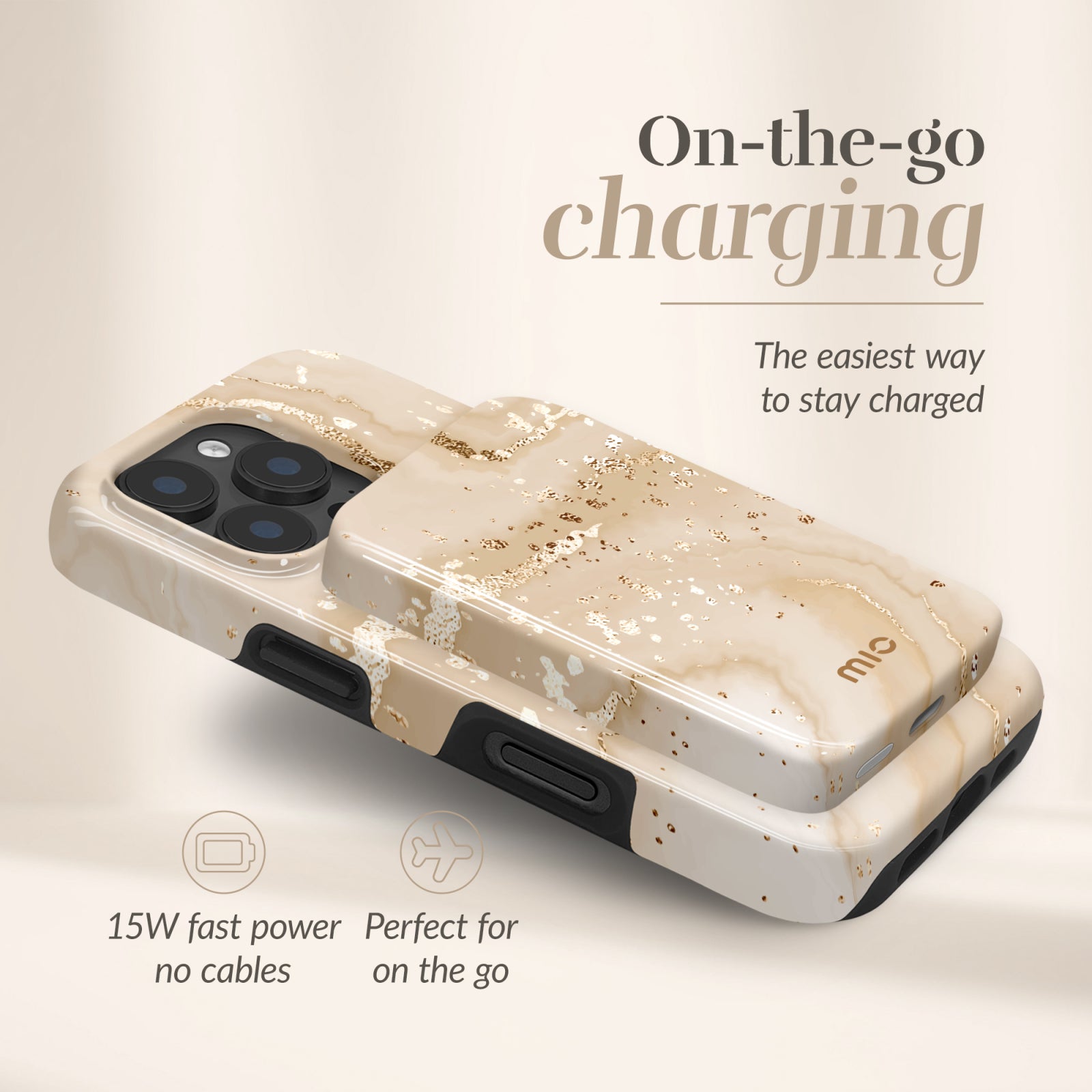 MIO Powerbank 5000mAh with Double sided Magsafe Compatibility Gold Marble - Glossy