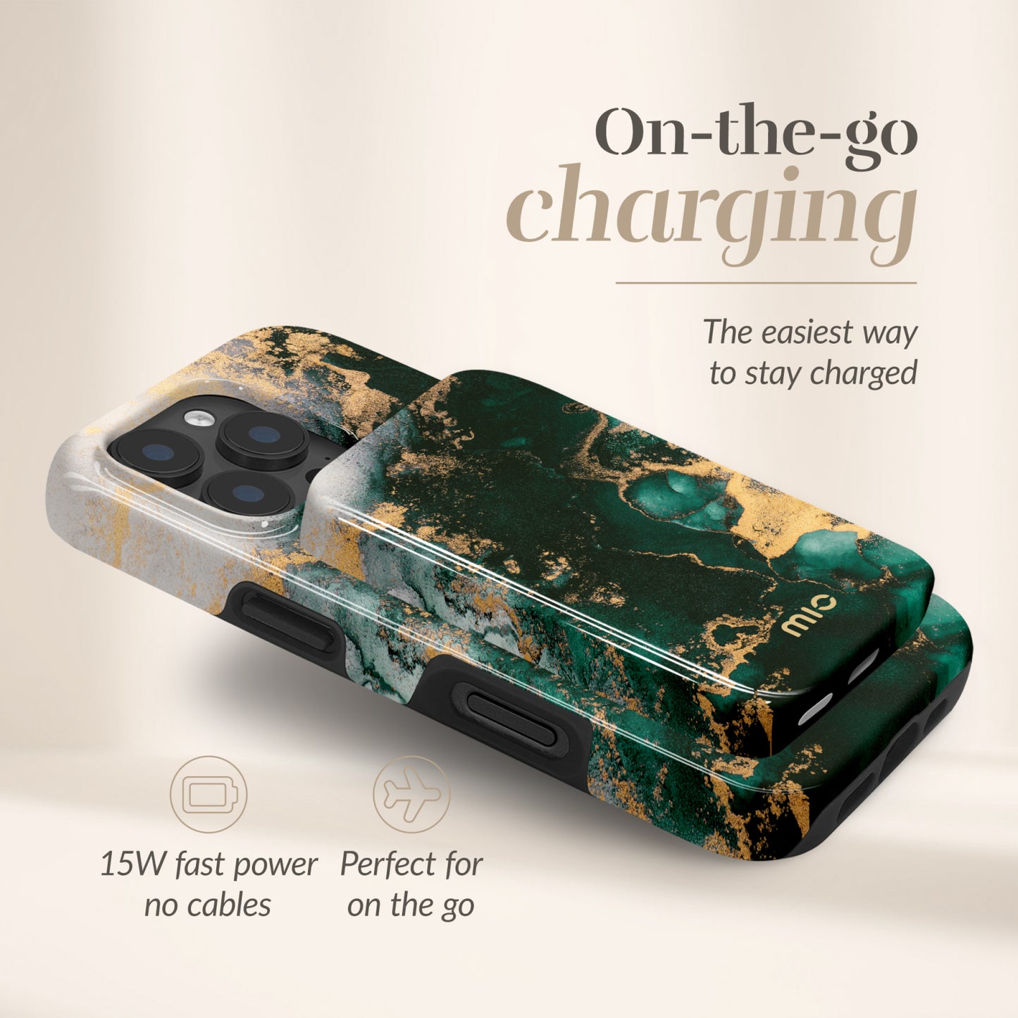 MIO Powerbank 5000mAh with Double sided Magsafe Compatibility Green Marble - Glossy
