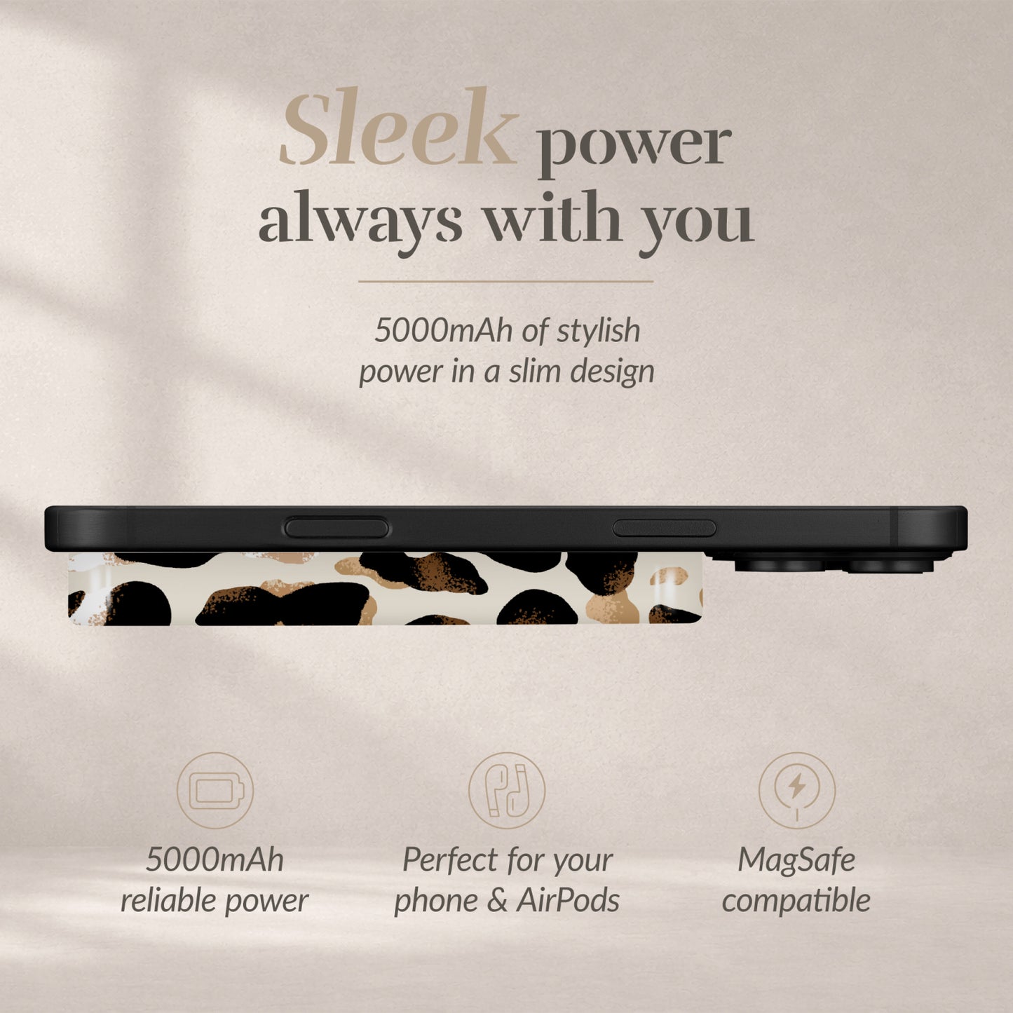 MIO Powerbank 5000mAh with Double sided Magsafe Compatibility  Leopard - Matt