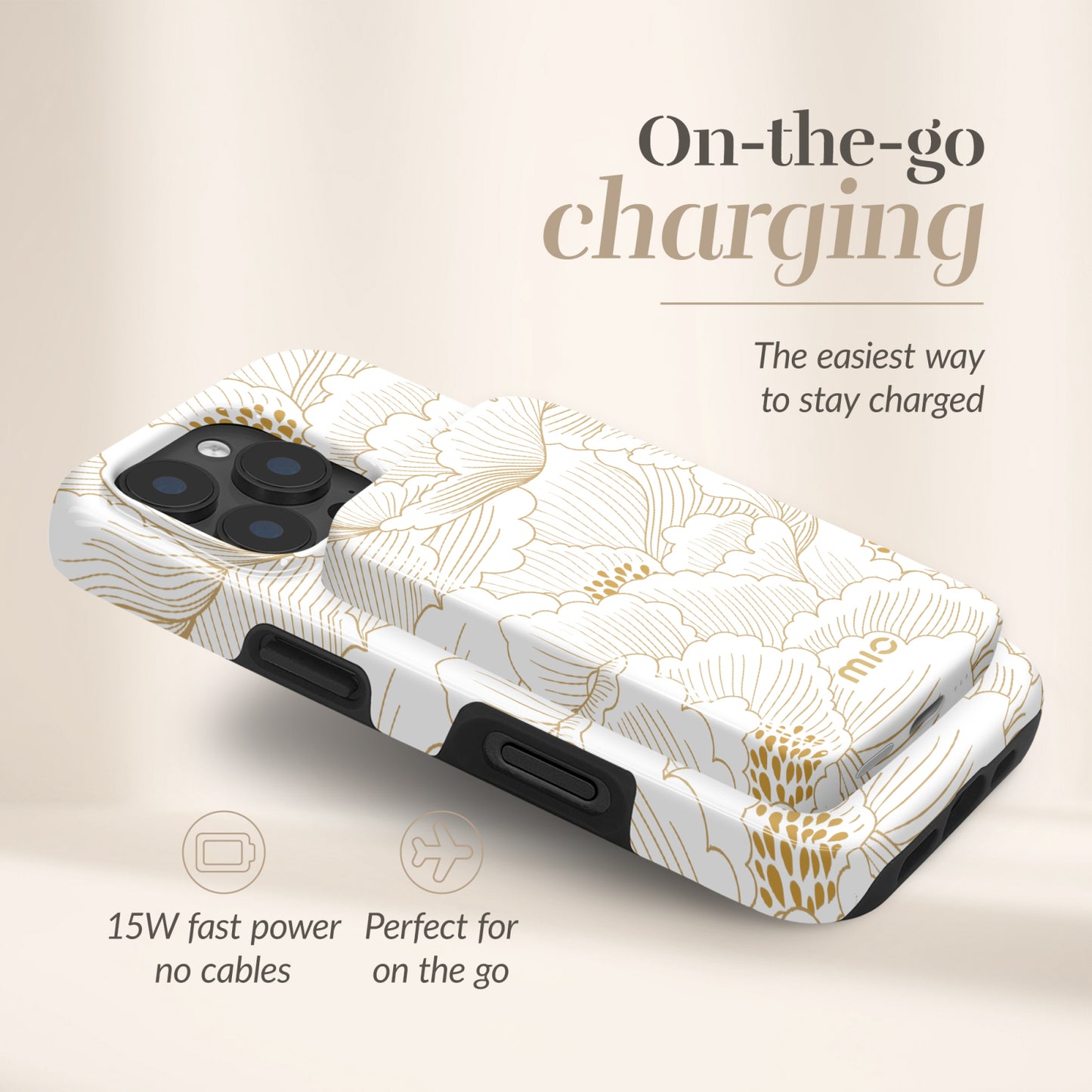 MIO Powerbank 5000mAh with Double sided Magsafe Compatibility White Roses - Glossy