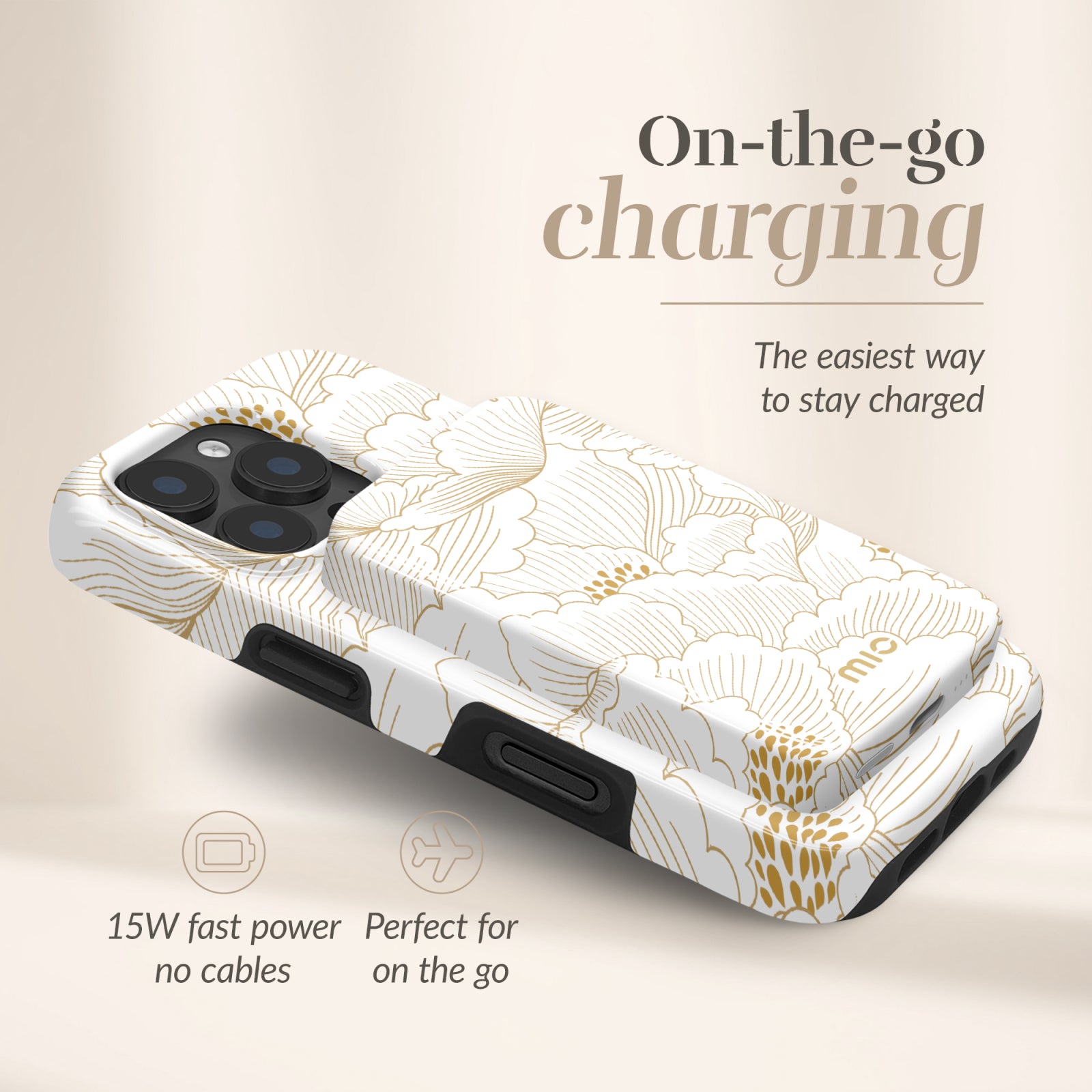 MIO Powerbank 5000mAh with Double sided Magsafe Compatibility White Roses - Glossy