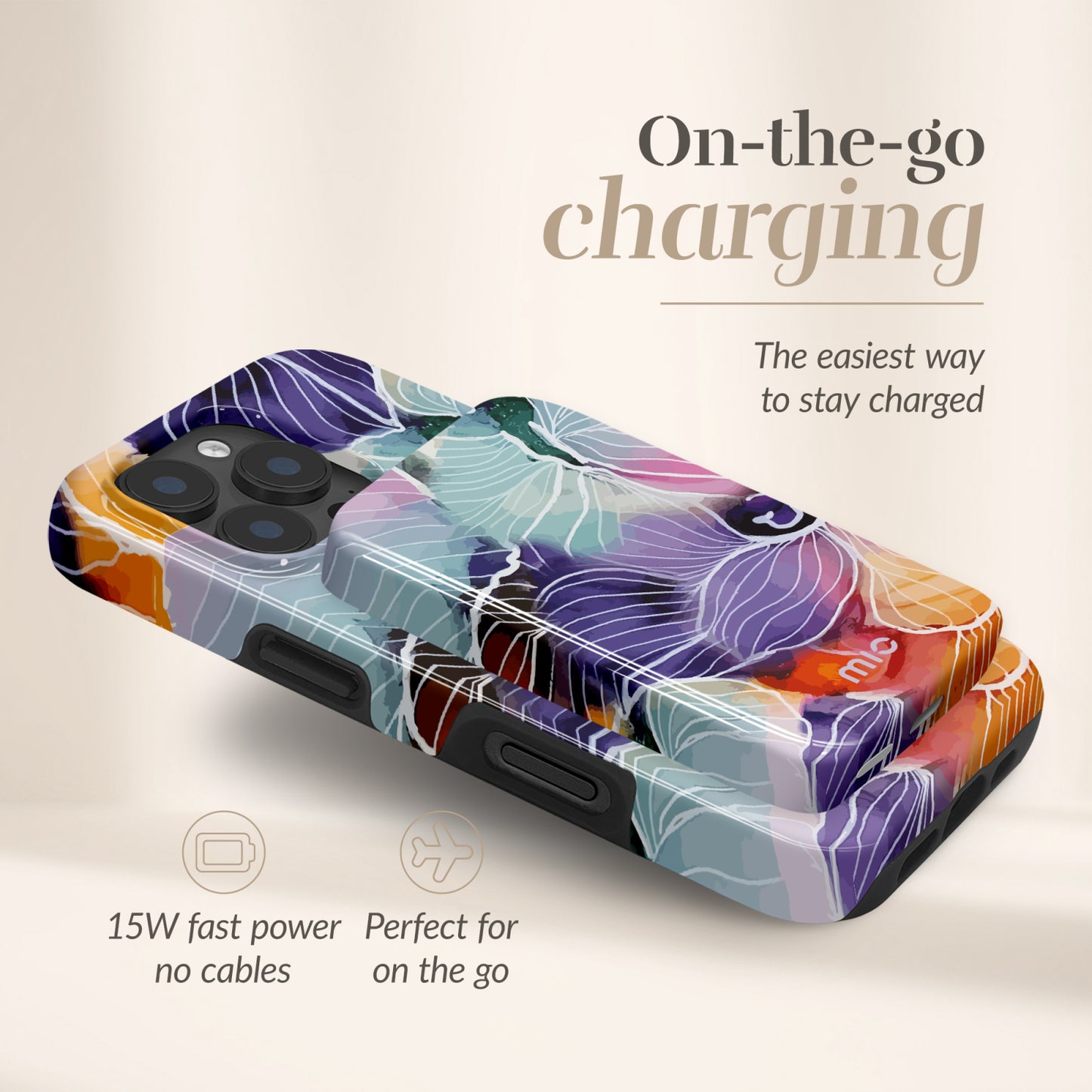 MIO Powerbank 5000mAh with Double sided Magsafe Compatibility Flowers - Glossy