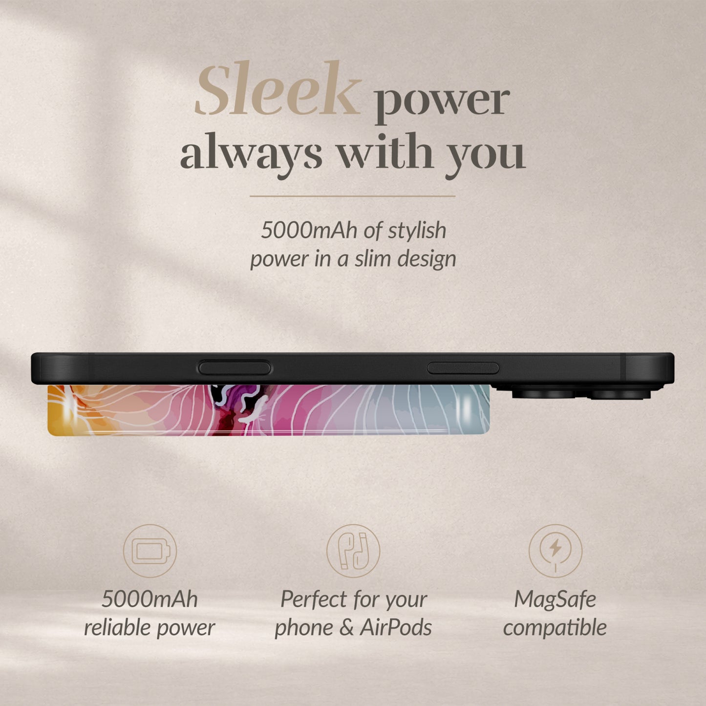 MIO Powerbank 5000mAh with Double sided Magsafe Compatibility Flowers - Glossy
