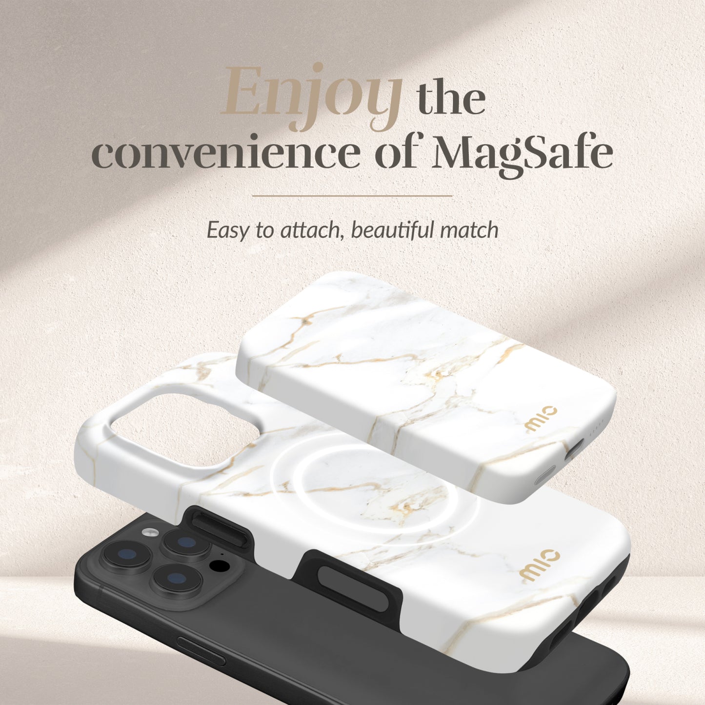 MIO Powerbank 5000mAh with Double sided Magsafe Compatibility White Marble - Matt