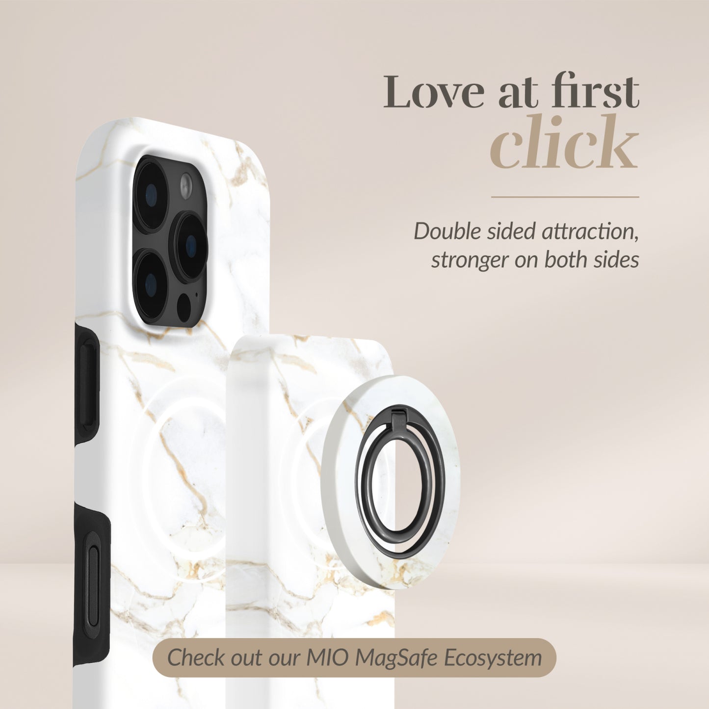 MIO Powerbank 5000mAh with Double sided Magsafe Compatibility White Marble - Matt